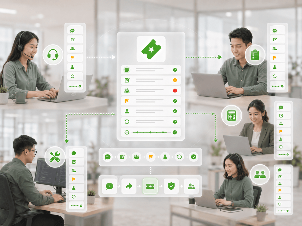 Kolaborasi CS, Ops, Finance, and Teknis in One Flow